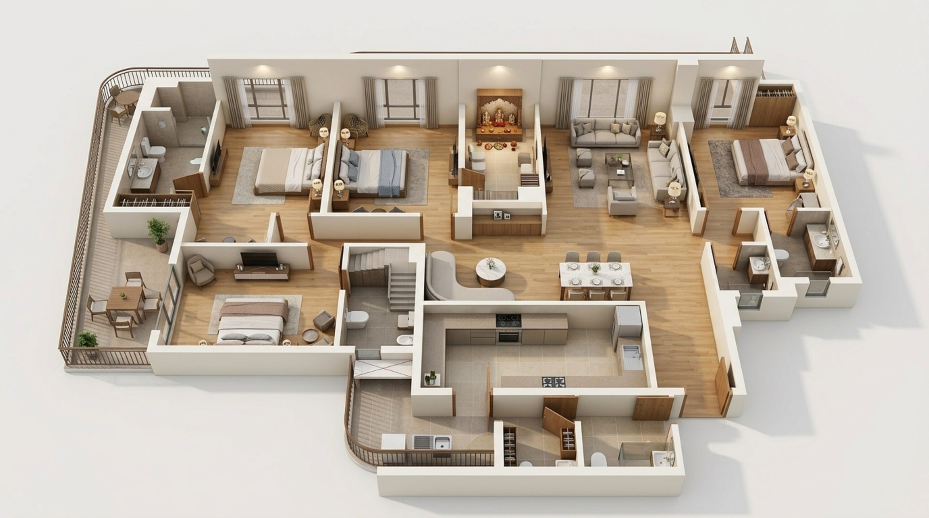 Floor plan of 4 BHK 3555 Sq. Ft. Apartment in Jade County, Ghaziabad