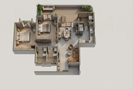 Floor plan of 2 BHK 1266 Sq. Ft. Apartment in Grandus Sanctuary, Bangalore
