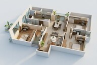 Floor plan of 3 BHK 1800 Sq. Ft. Apartment in Saiven Six Senses, Bangalore