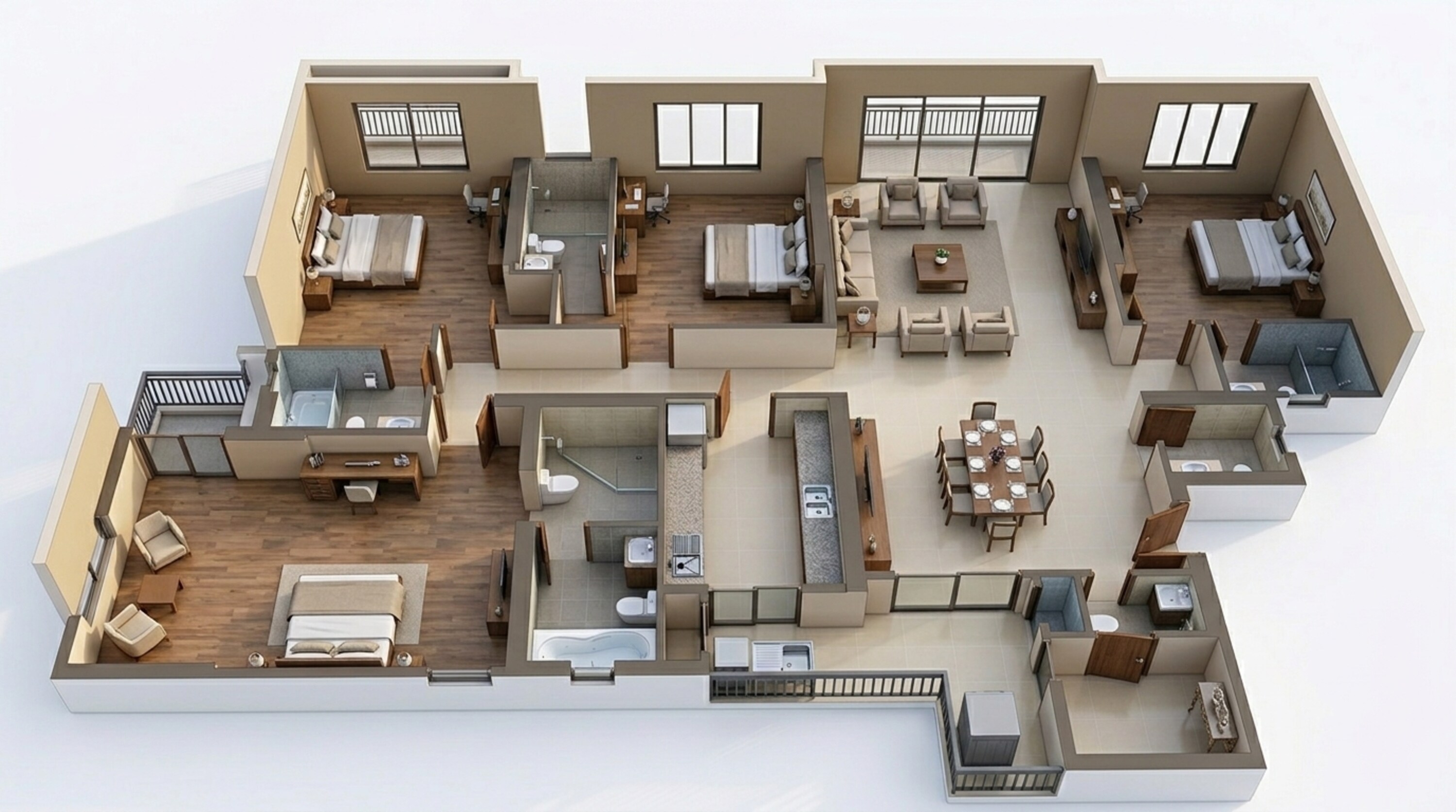 Floor plan of 4 BHK 2224 Sq. Ft. Apartment in Emaar Elite Oasis, Lucknow