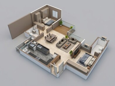Floor plan of 2 BHK 1128 Sq. Ft. Apartment in Casagrand Caladium, Pune