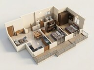 Floor plan of 2 BHK 714 Sq. Ft. Apartment in Wal Verde 92, Gurgaon