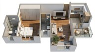 Floor plan of 1 BHK 410 Sq. Ft. Apartment in Shree Parshuram Heights, Thane