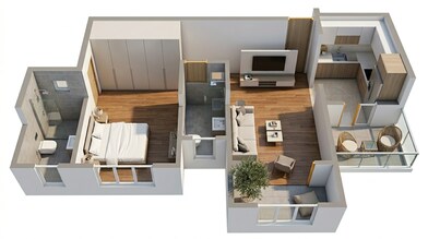 Floor plan of 1 BHK 410 Sq. Ft. Apartment in Shree Parshuram Heights, Thane
