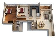 Floor plan of 2 BHK 800 Sq. Ft. Apartment in Moraj Jewel Crest, Navi Mumbai