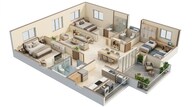 Floor plan of 3 BHK 2035 Sq. Ft. Apartment in ASBL Broadway, Hyderabad