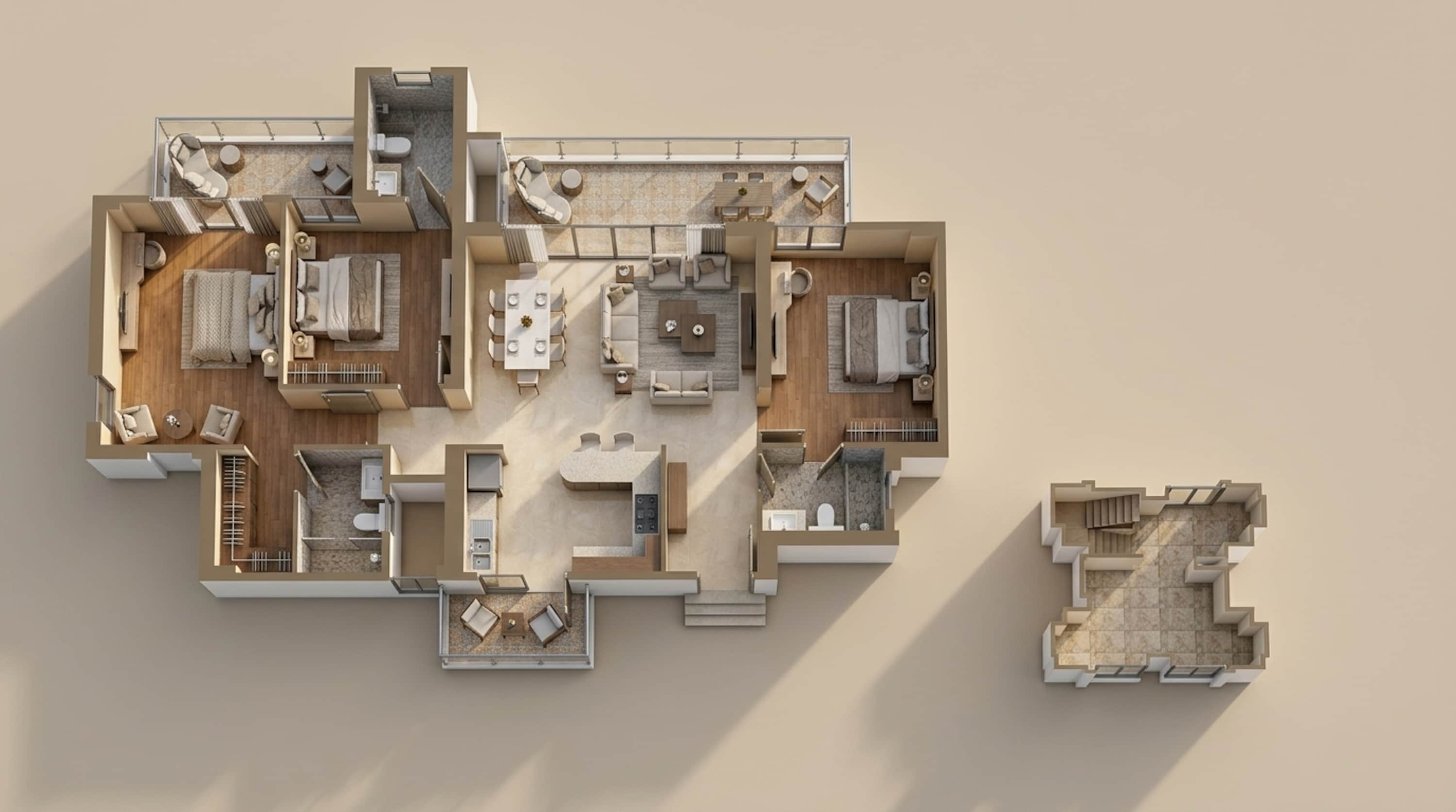 Floor plan of 3 BHK 2095 Sq. Ft. Apartment in Signature Global Cloverdale, Gurgaon