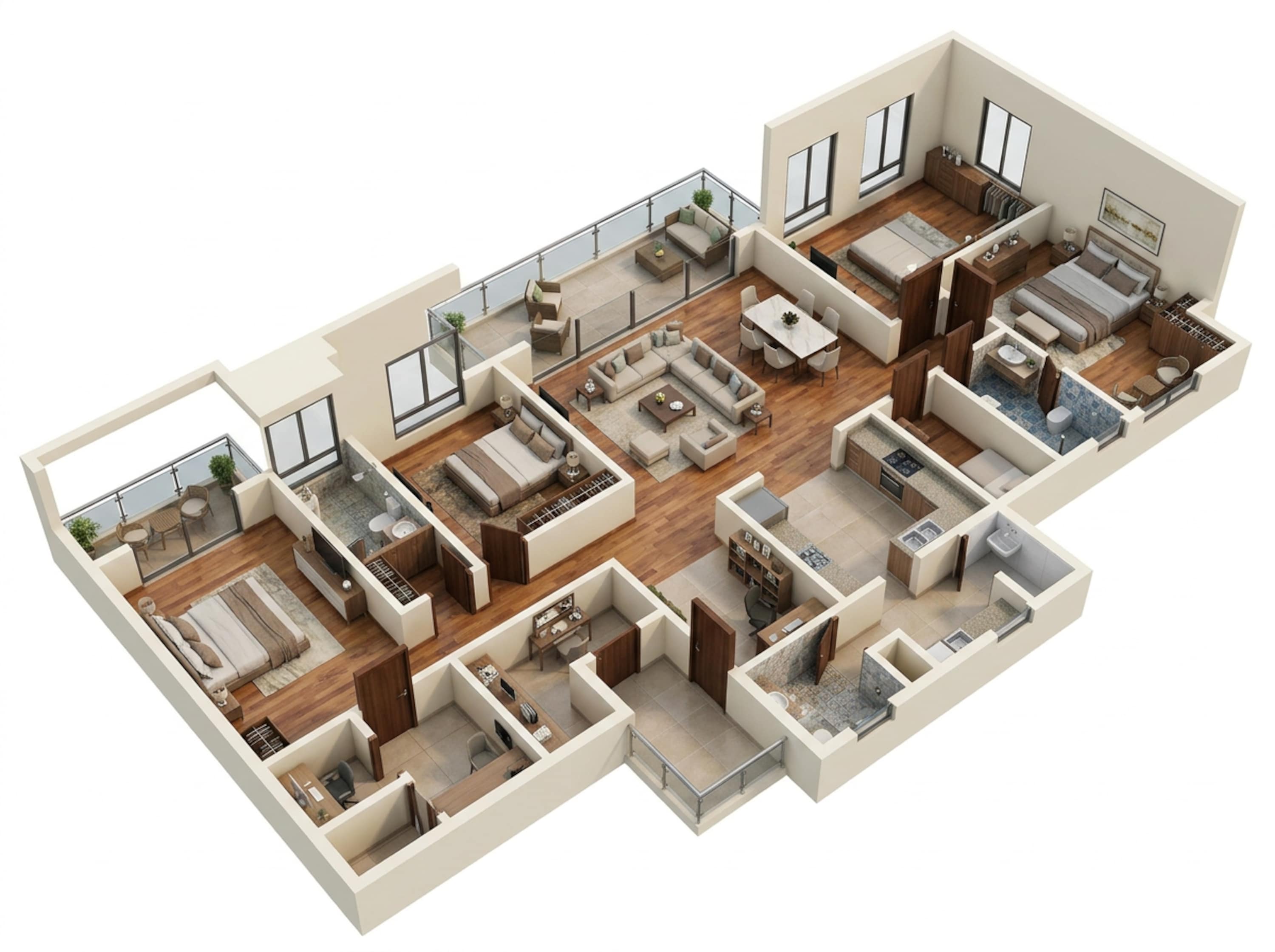 Floor plan of 3 BHK 2527 Sq. Ft. Apartment in Godrej Tiara, Bangalore