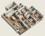 Floor plan of 3 BHK 1437 Sq. Ft. Apartment in Rustomjee Crescent, Mumbai