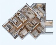 Floor plan of 4 BHK 1636 Sq. Ft. Apartment in Rustomjee Crescent, Mumbai