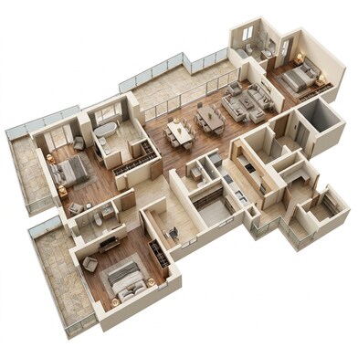 Floor plan of 3 BHK 3000 Sq. Ft. Apartment in HCBS Twin Horizon, Gurgaon
