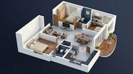 Floor plan of 3 BHK 1575 Sq. Ft. Apartment in TRU Aquapolis, Bangalore