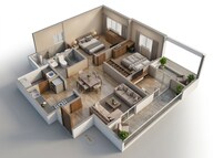 Floor plan of 2 BHK 1210 Sq. Ft. Apartment in Shriram Songs Of The Earth, Bangalore