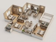 Floor plan of 3 BHK 1440 Sq. Ft. Apartment in Shriram Songs Of The Earth, Bangalore
