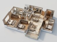 Floor plan of 3 BHK 1125 Sq. Ft. Apartment in DLF The Westpark, Mumbai