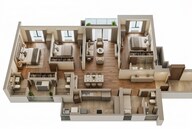 Floor plan of 3 BHK 1512 Sq. Ft. Apartment in DLF The Westpark, Mumbai