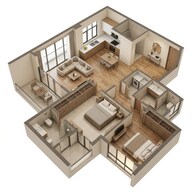 Floor plan of 2 BHK 1270 Sq. Ft. Apartment in Sobha Aurum, Greater Noida