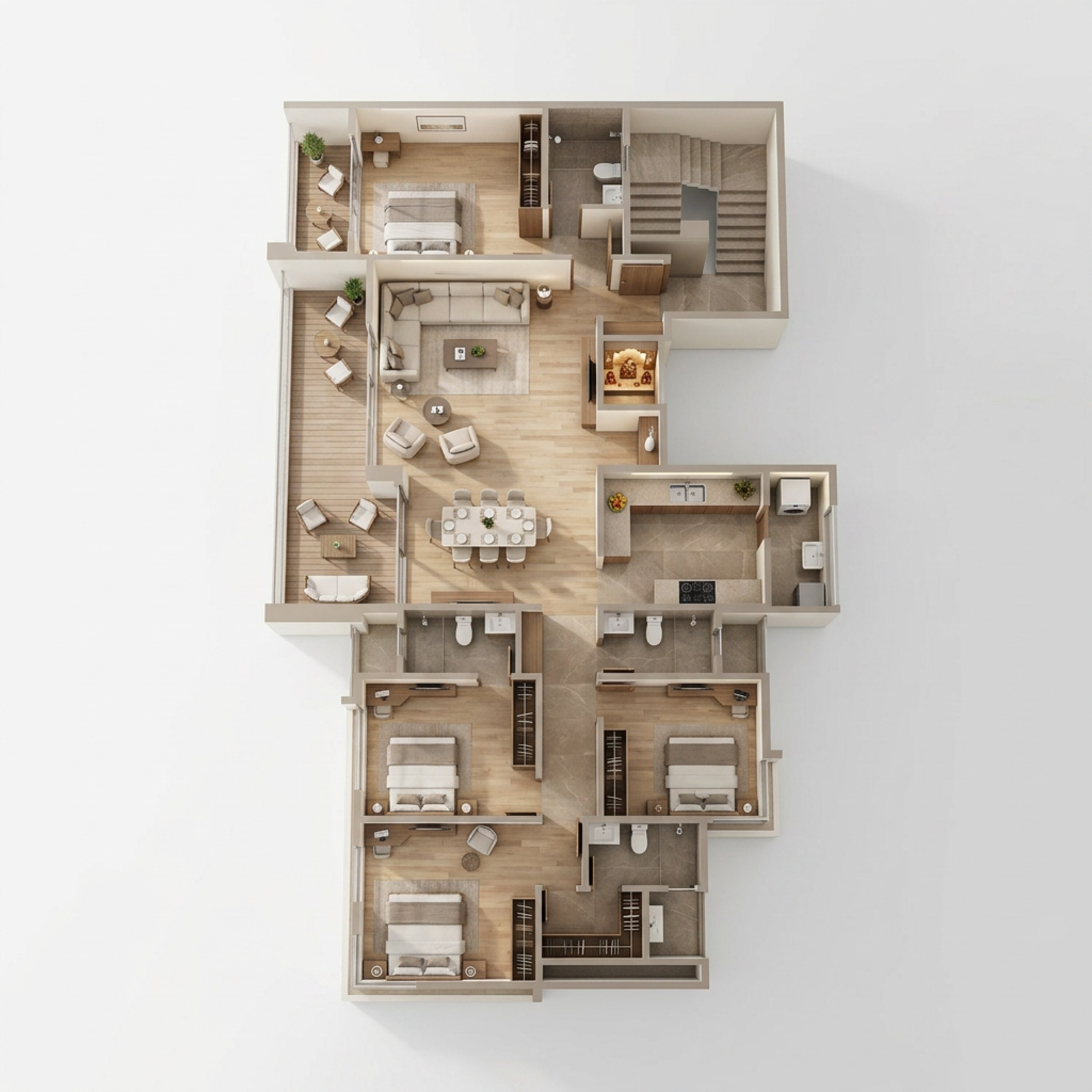 Floor plan of 4 BHK 2082 Sq. Ft. Apartment in Mittal Sun Platina, Pune