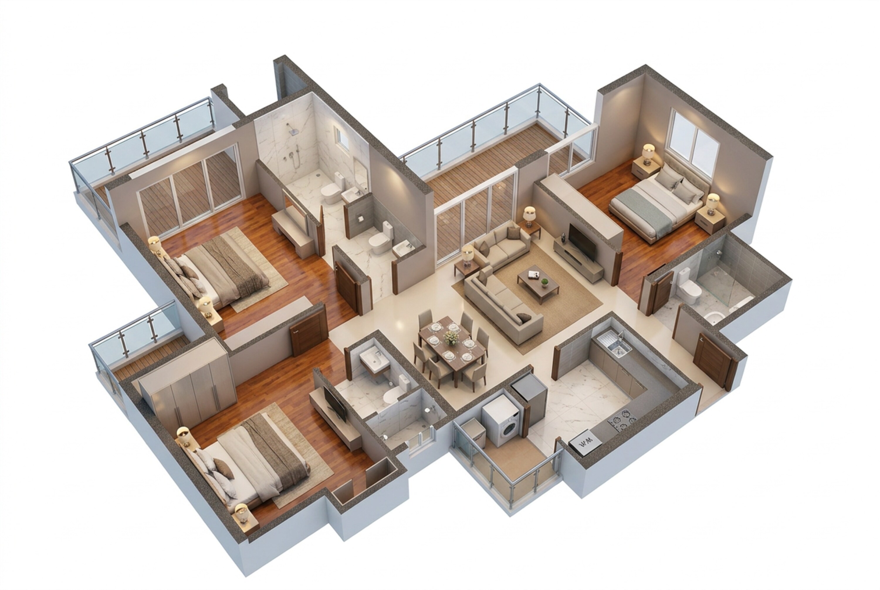 Floor plan of 3 BHK 1818 Sq. Ft. Apartment in ACE Verde, Greater Noida