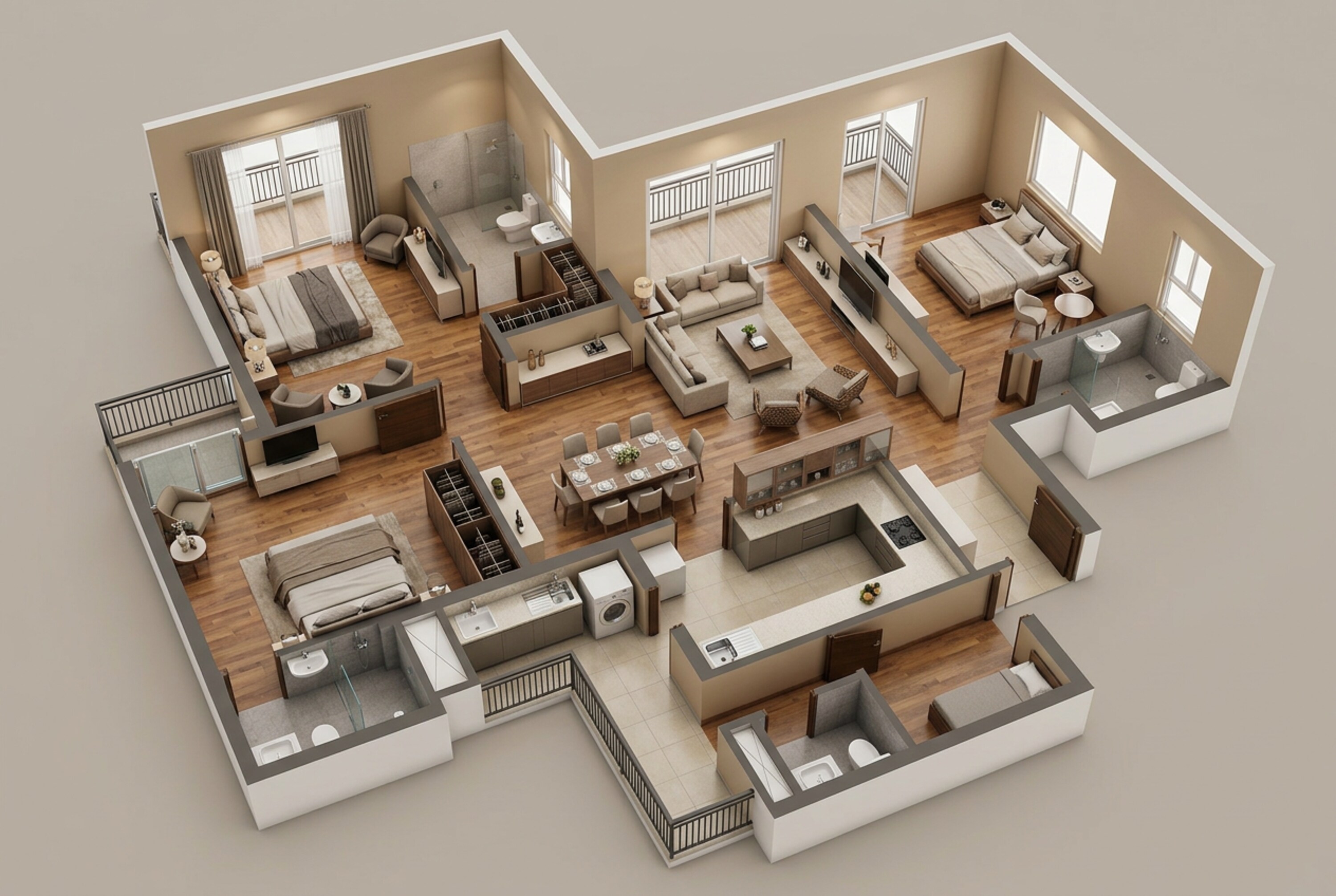 Floor plan of 3 BHK 2445 Sq. Ft. Apartment in ACE Verde, Greater Noida