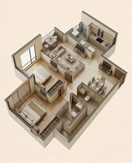Floor plan of 2 BHK 765 Sq. Ft. Apartment in Mahindra Marina 64, Mumbai