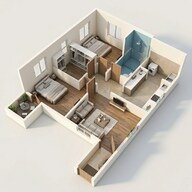 Floor plan of 2 BHK 764 Sq. Ft. Apartment in Fortune Saikrupa, Pune