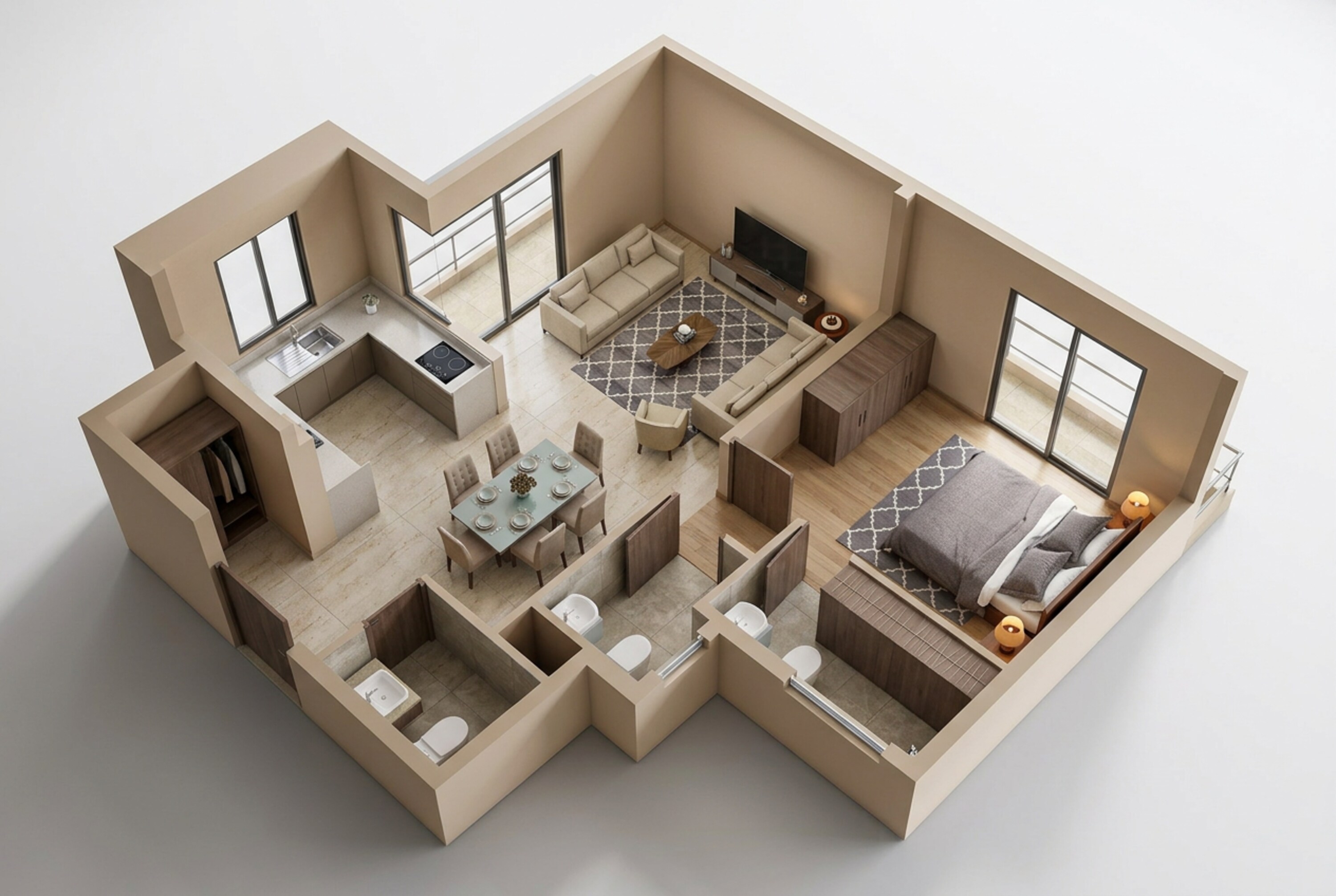 Floor plan of 1 BHK 445 Sq. Ft. Apartment in Runwal Lands End, Thane