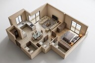 Floor plan of 1 BHK 445 Sq. Ft. Apartment in Runwal Lands End, Thane