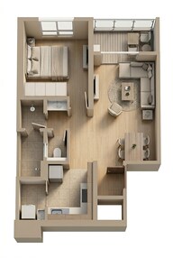 Floor plan of 1 BHK 560 Sq. Ft. Apartment in Godrej The Aqua Retreat, Pune