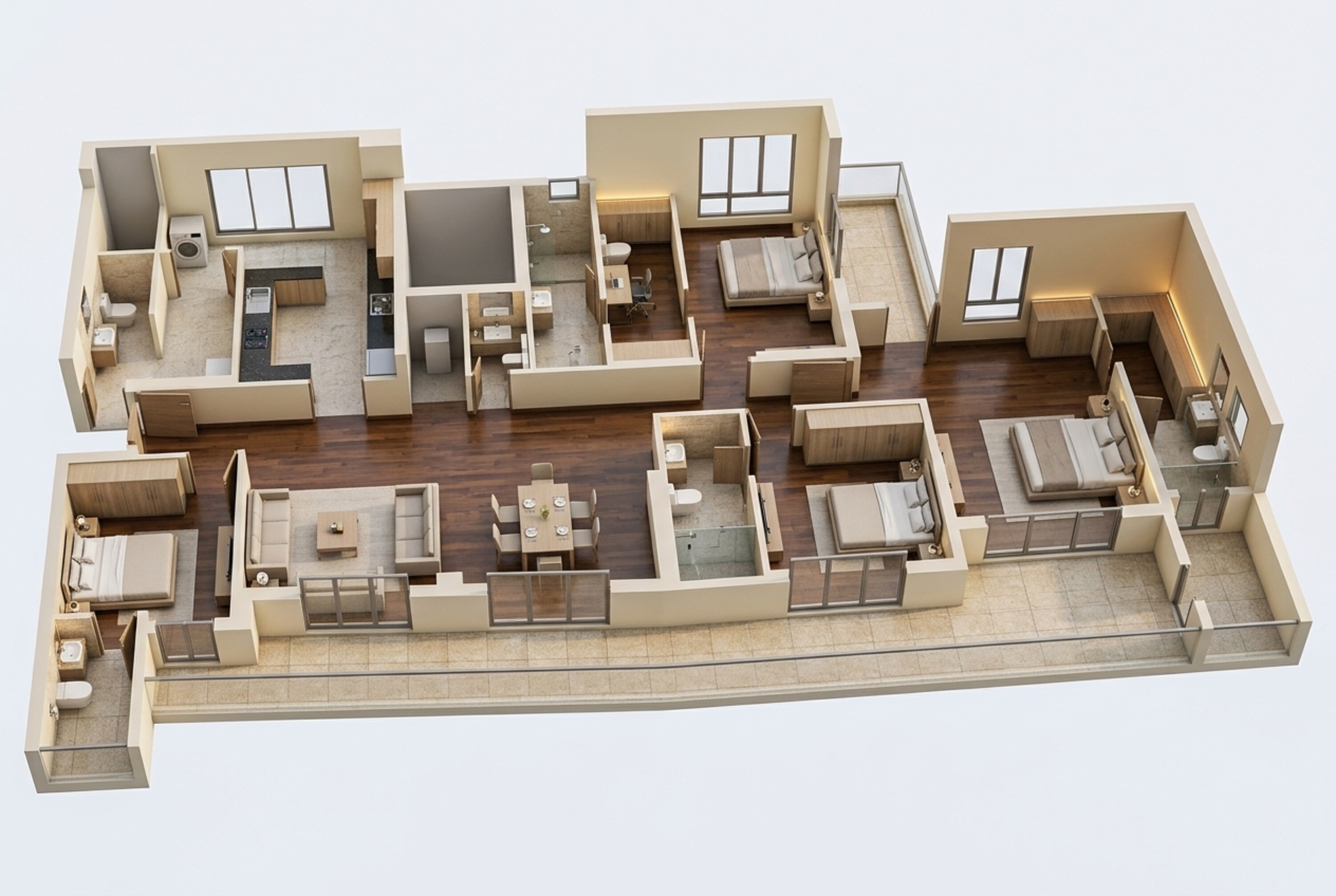 Floor plan of 4 BHK 3082 Sq. Ft. Apartment in Godrej Alira, Gurgaon