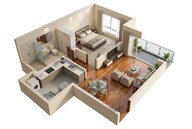 Floor plan of 1 BHK 644 Sq. Ft. Apartment in Brigade Lakecrest, Bangalore