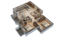 Floor plan of 2 BHK 1145 Sq. Ft. Apartment in Brigade Lakecrest, Bangalore