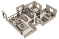 Floor plan of 2 BHK 678 Sq. Ft. Apartment in Belvalkar Parikshit, Pune