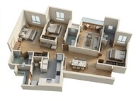 Floor plan of 3 BHK 950 Sq. Ft. Apartment in Kalpataru Parkcity Estella, Thane