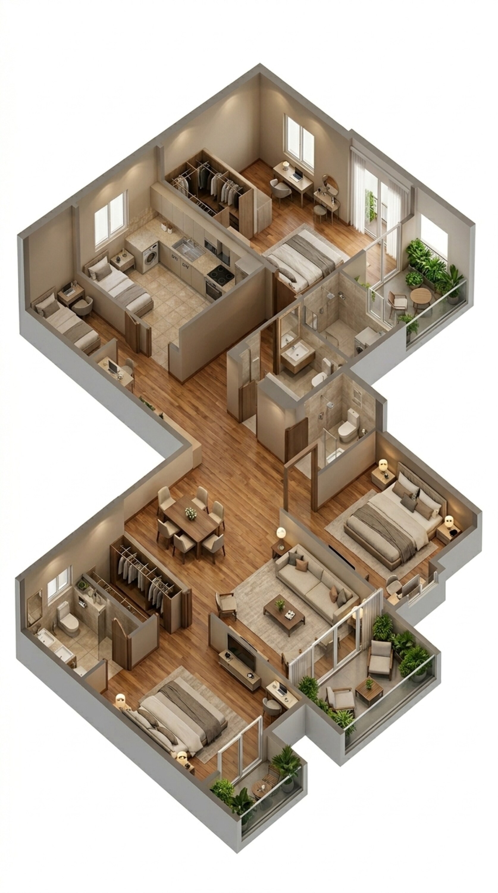 Floor plan of 3 BHK 2111 Sq. Ft. Apartment in Assetz Meru And Meadow, Bangalore