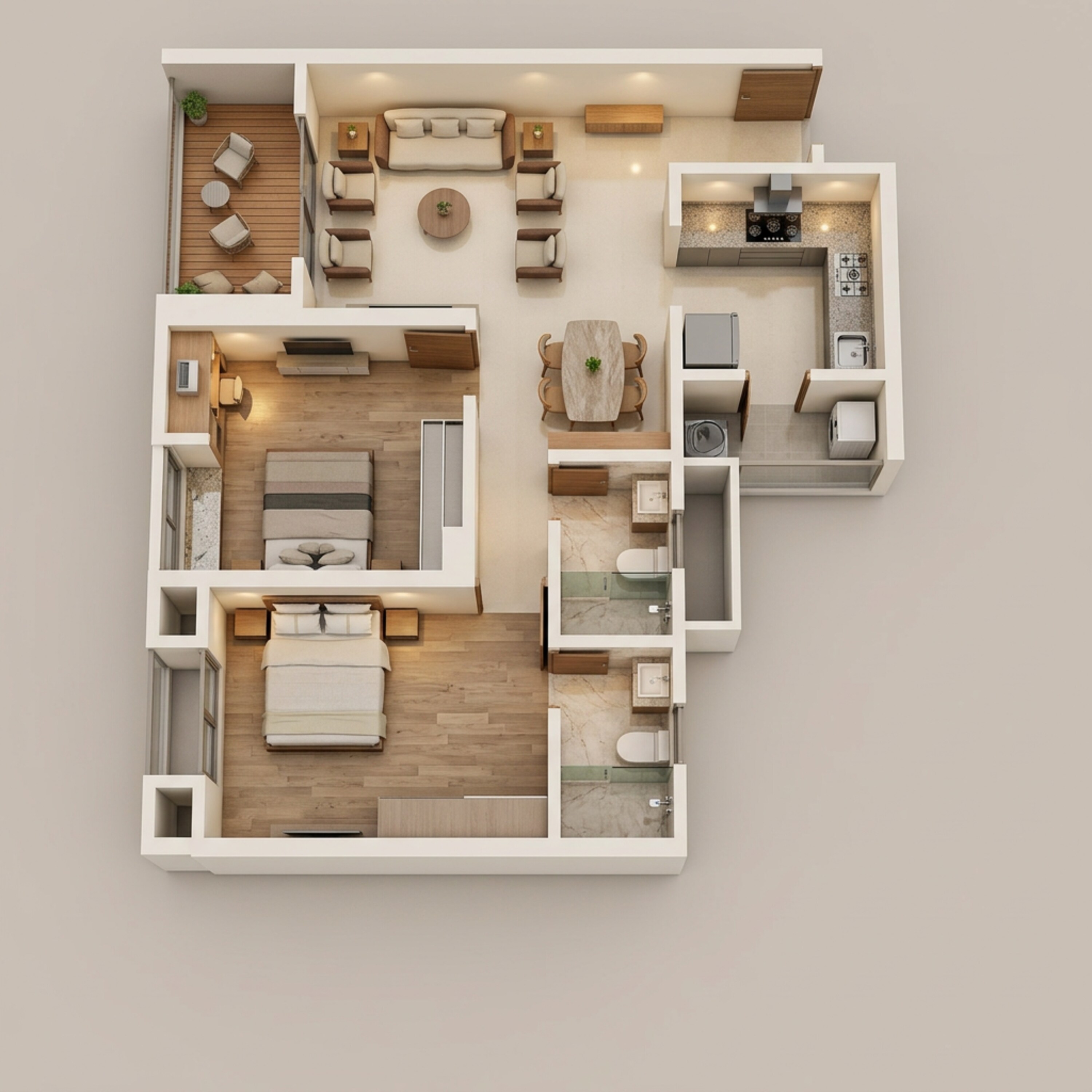 Floor plan of 2 BHK 746 Sq. Ft. Apartment in Krisala 41 Zoy, Pune