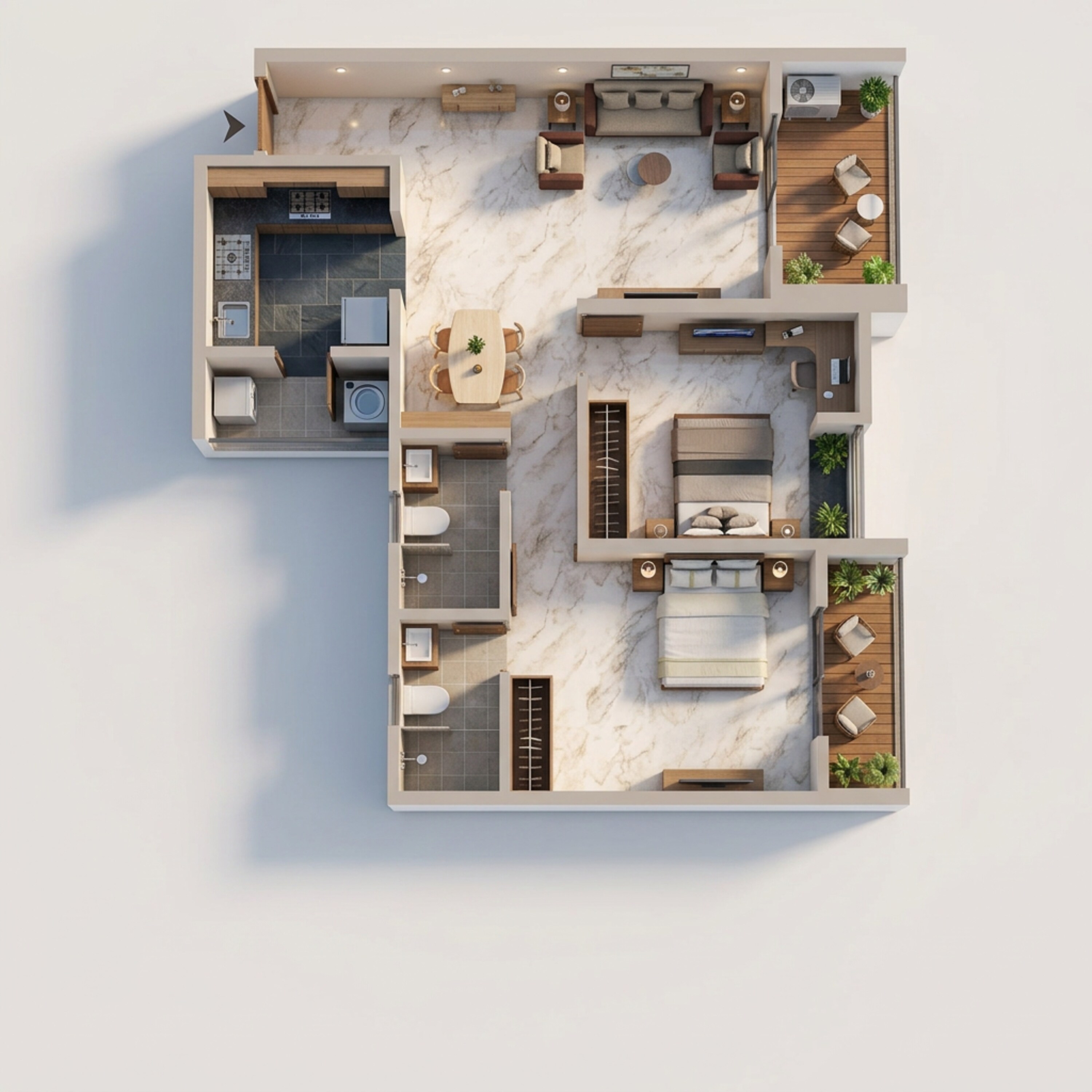 Floor plan of 2 BHK 817 Sq. Ft. Apartment in Krisala 41 Zoy, Pune