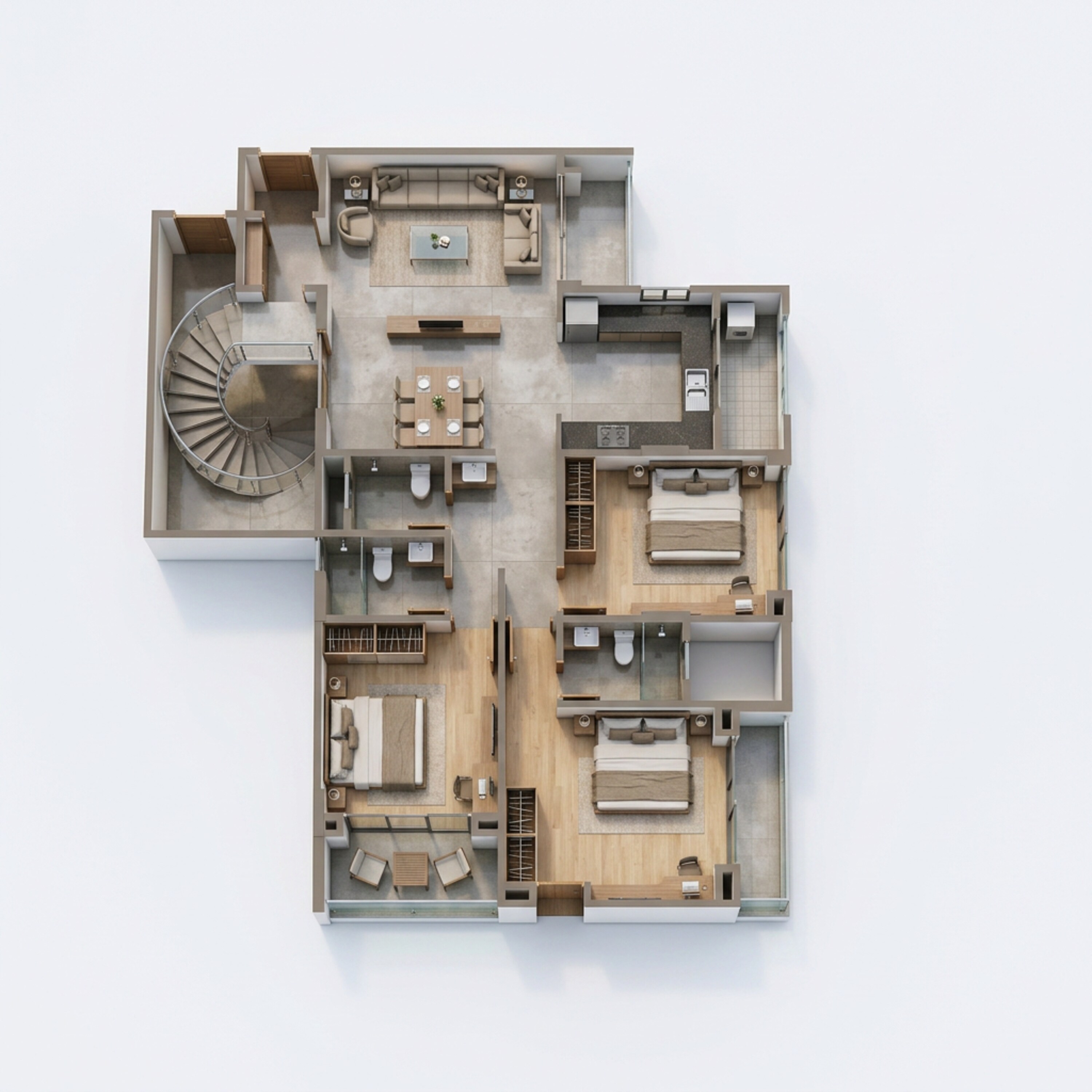 Floor plan of 3 BHK 1127 Sq. Ft. Apartment in Gangotree Pranali, Pune