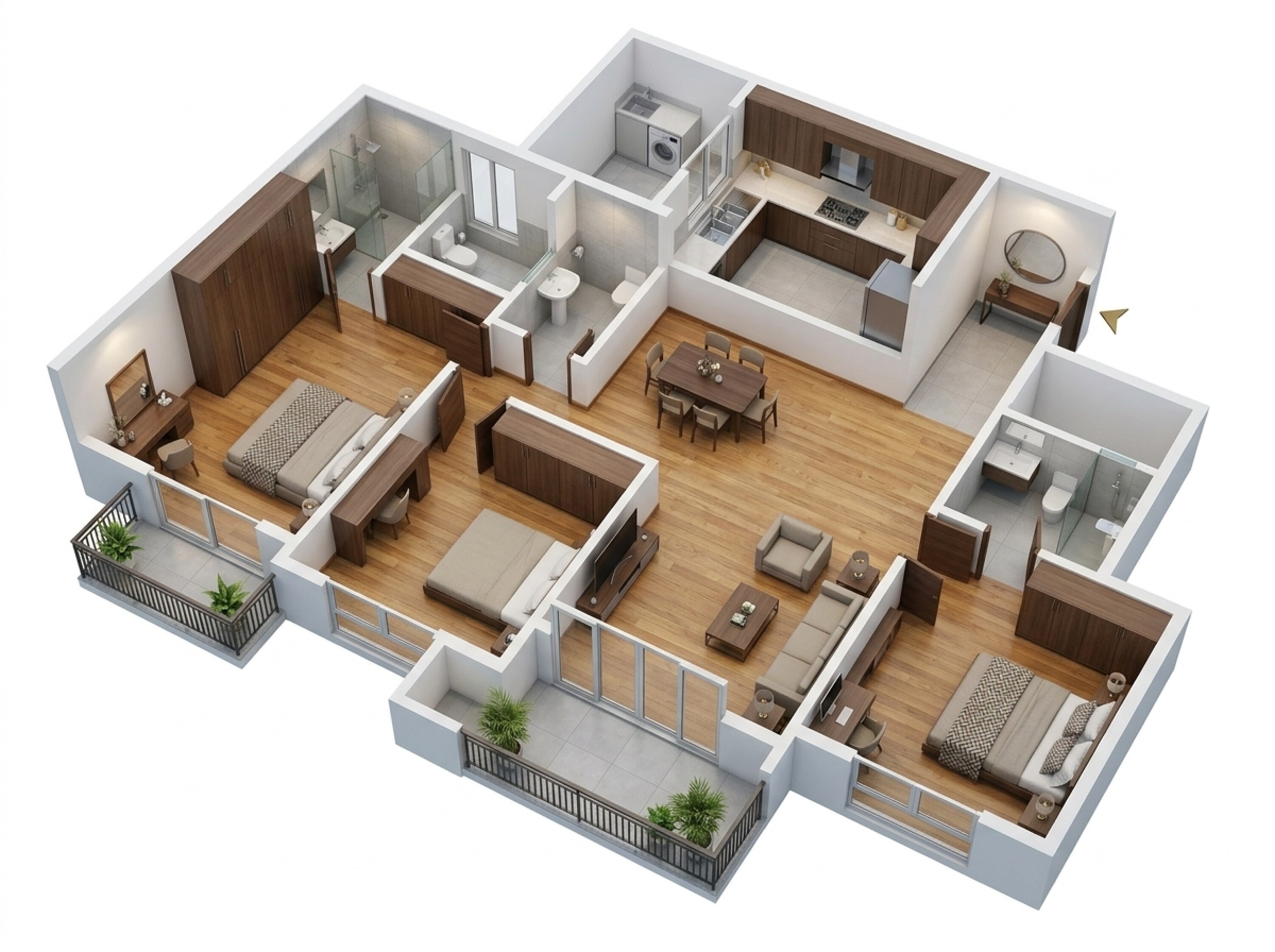 Floor plan of 3 BHK 1763 Sq. Ft. Apartment in Alembic Cloud Forest, Bangalore