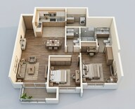Floor plan of 2 BHK 1418 Sq. Ft. Apartment in Alembic Cloud Forest, Bangalore