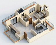 Floor plan of 1 BHK 362 Sq. Ft. Apartment in Elite Residency, Palghar