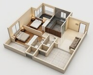 Floor plan of 2 BHK 452 Sq. Ft. Apartment in Elite Residency, Palghar