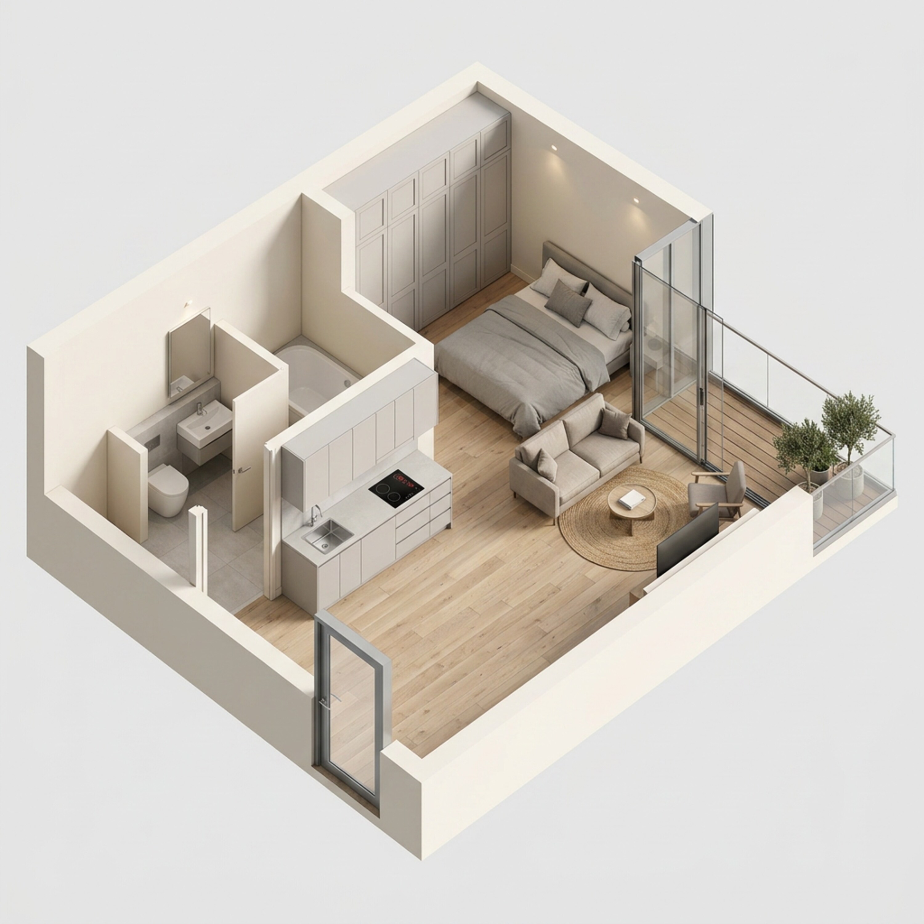 Floor plan of 1100 Sq. Ft. Studio in Central Park The Selene Tower, Gurgaon