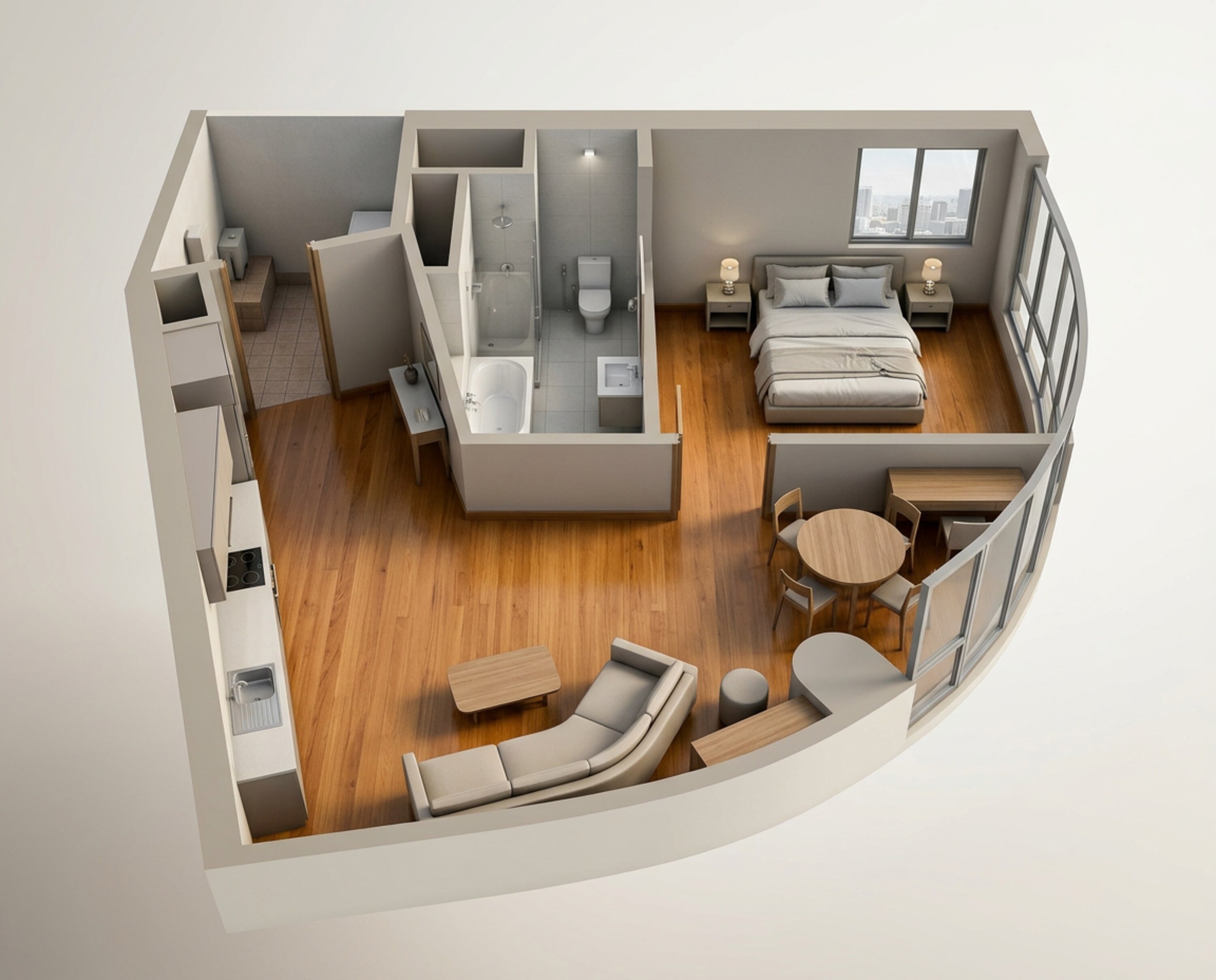 Floor plan of 1 BHK 1929 Sq. Ft. Apartment in Central Park The Selene Tower, Gurgaon