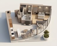 Floor plan of 1 BHK 1929 Sq. Ft. Apartment in Central Park The Selene Tower, Gurgaon
