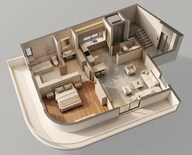 Floor plan of 1 BHK 3654 Sq. Ft. Apartment in Central Park The Selene Tower, Gurgaon
