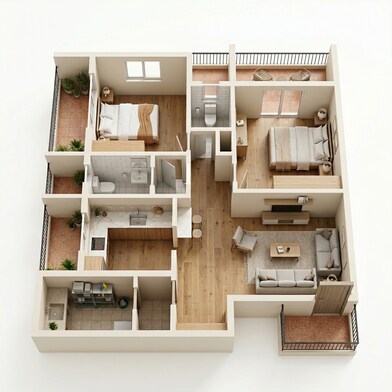 Floor plan of 2 BHK 642 Sq. Ft. Apartment in Patel Avenue, Thane