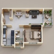 Floor plan of 1 BHK 928 Sq. Ft. Apartment in Bren Park City, Bangalore