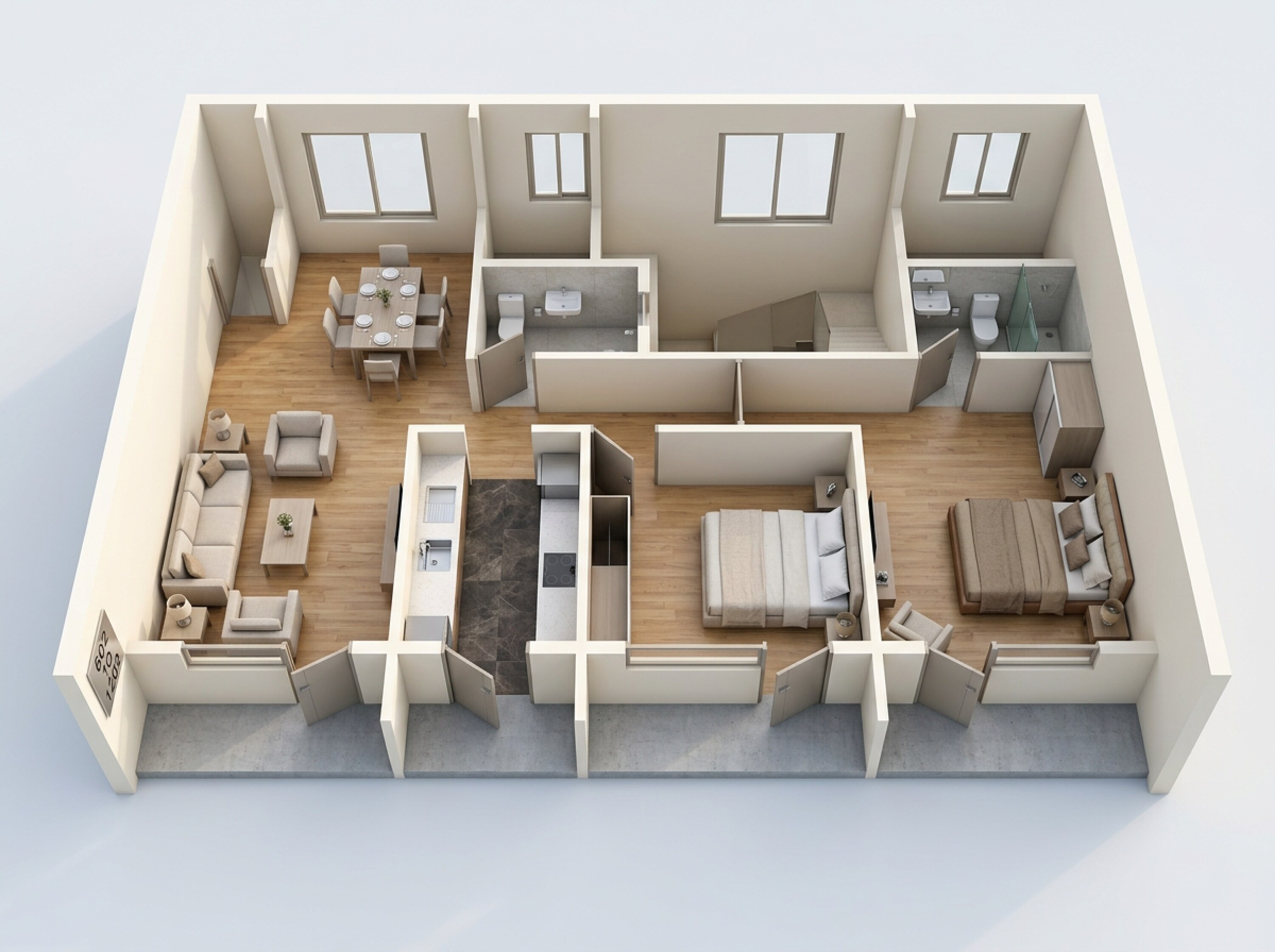 Floor plan of 2 BHK 600 Sq. Ft. Apartment in Gami Vraj, Navi Mumbai
