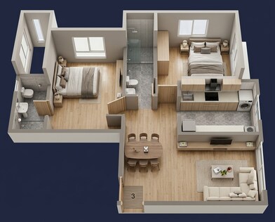 Floor plan of 3 BHK 933 Sq. Ft. Apartment in H Rishabraj Ceramont, Mumbai